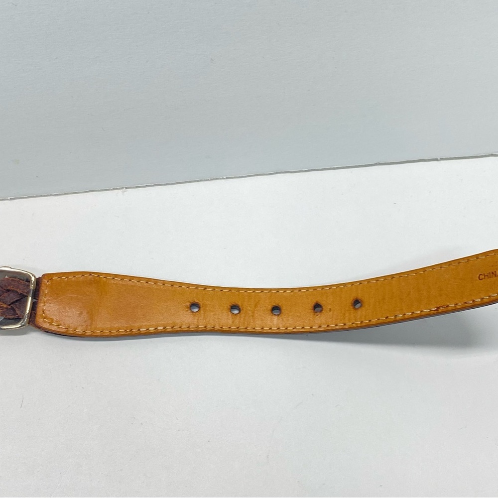 Brighton Women's Medium Camel Brown Leather Silver Plated Weaved Belt Casual - Picture 9 of 13